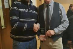 John-King-Secretary-presenting-plaque-to-outgoing-Chairman-2017-Bernard-Cumiskey