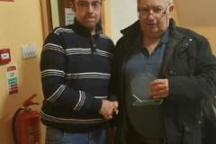 John-King-Secretary-presenting-plaque-to-outgoing-Treasurer-2017-Mick-Timlin